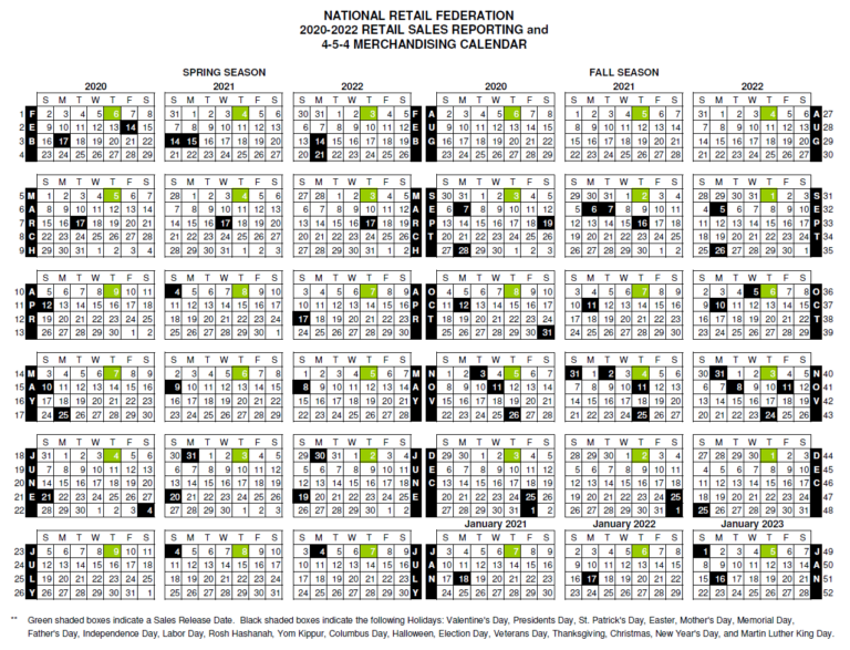 National Retail Federation 4 5 4 Calendar Prntbl 