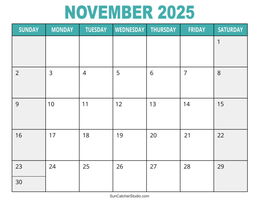 November 2025 Calendar Free Printable DIY Projects Patterns 