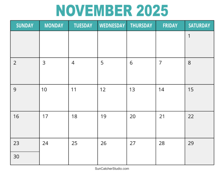 November 2025 Calendar Free Printable DIY Projects Patterns 