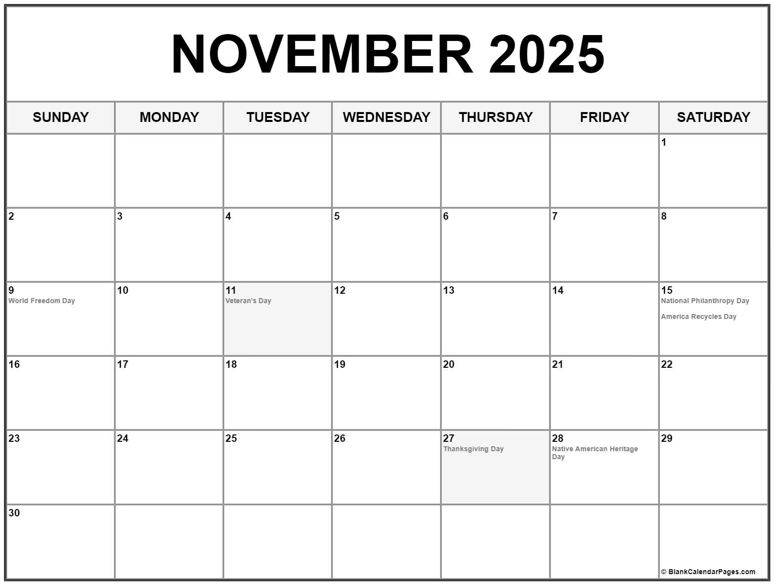 November 2025 Calendar Of Events Excel Calendar 2025 Download