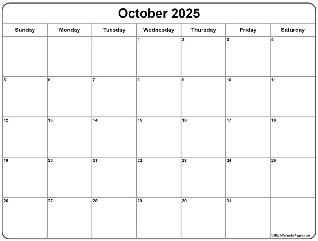 October 2025 Calendar Printabulls Trina Bernardine