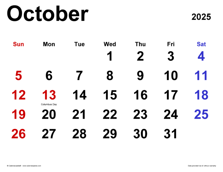 Otf October Calendar 2025 Printable Free Javier Blake