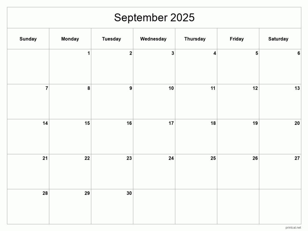 Printable September 2025 Calendar Free Printable Calendars