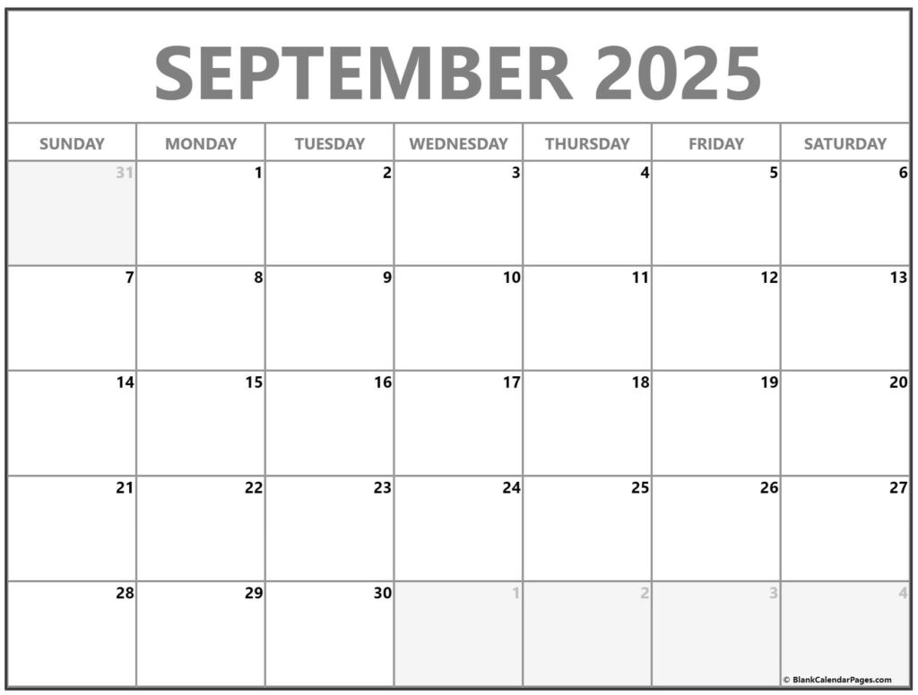 September 2025 Calendar Printable Free Free Samuel Carter