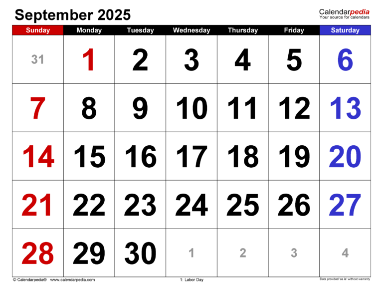 September 2025 Calendar Printable PDF A Comprehensive Guide Calendar 