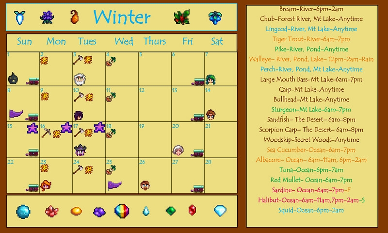 Stardew Valley Calendar All The Most Important Events GamesCrack