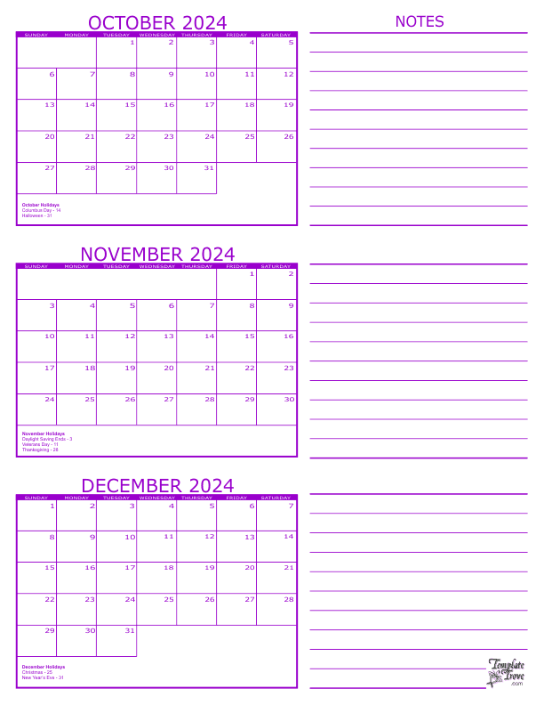 Template Trove 3 Month Calendar 2025 Ruby Sana