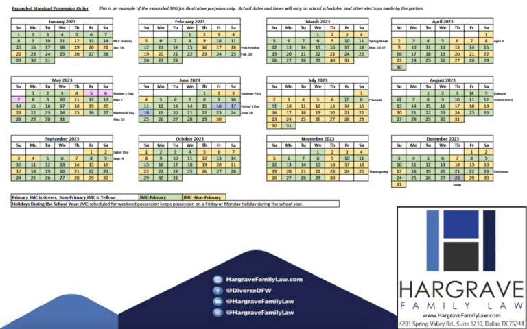 Texas Child Custody Calendar 2025 Janie Catarina