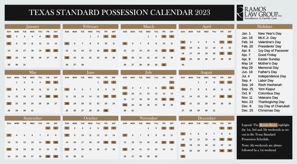 Texas Non Custodial Calendar 2025 Pdf Danny B English