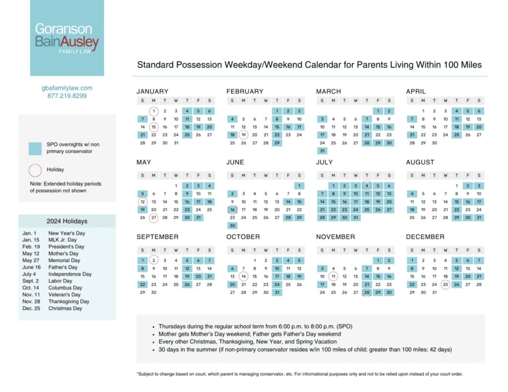 Texas Standard Custody Schedule 2025 Adam Ince