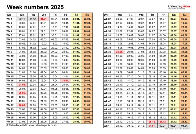 Year Calendar Week Numbers 2025 Caleb Omar