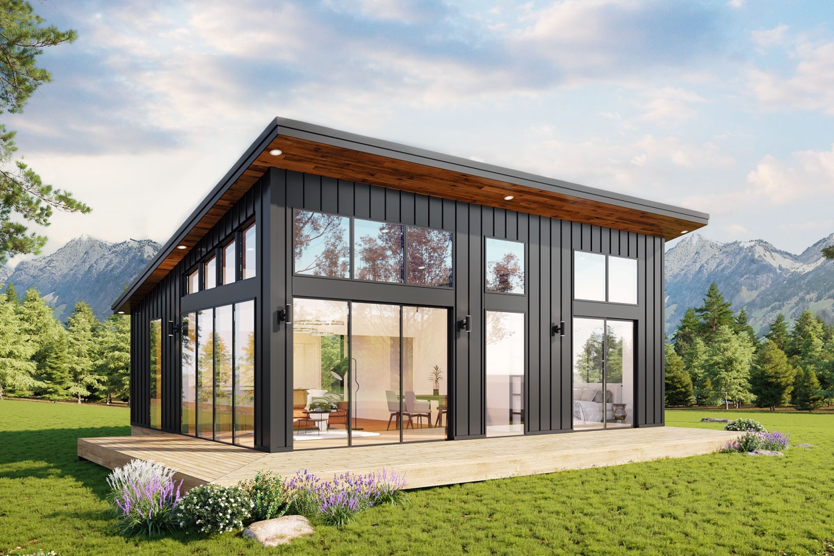 1 Bed Modern ADU House Plan With Optional Sleeping Loft 832 Sq Ft 