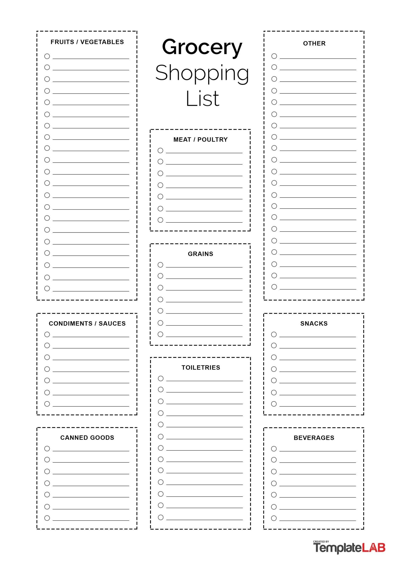 10 Top Collection Free Printable Grocery List Detailed