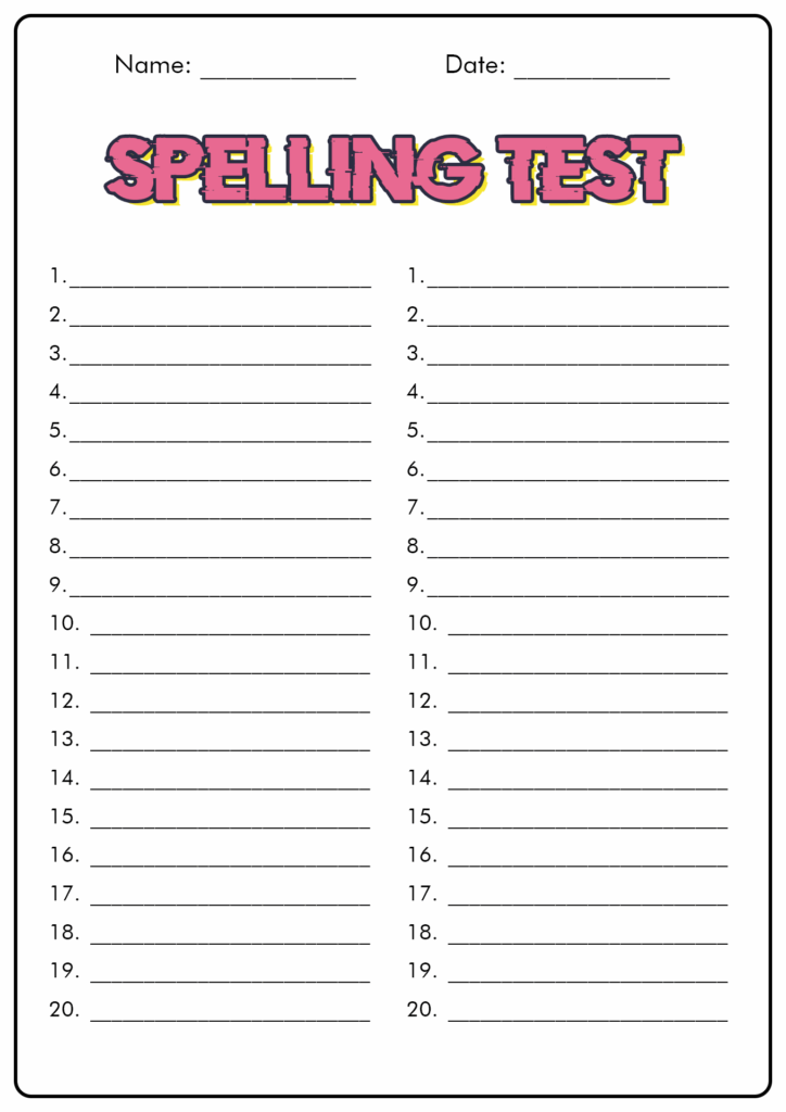Free Printable Blank Spelling Worksheets: Enhance Your Spelling Skills