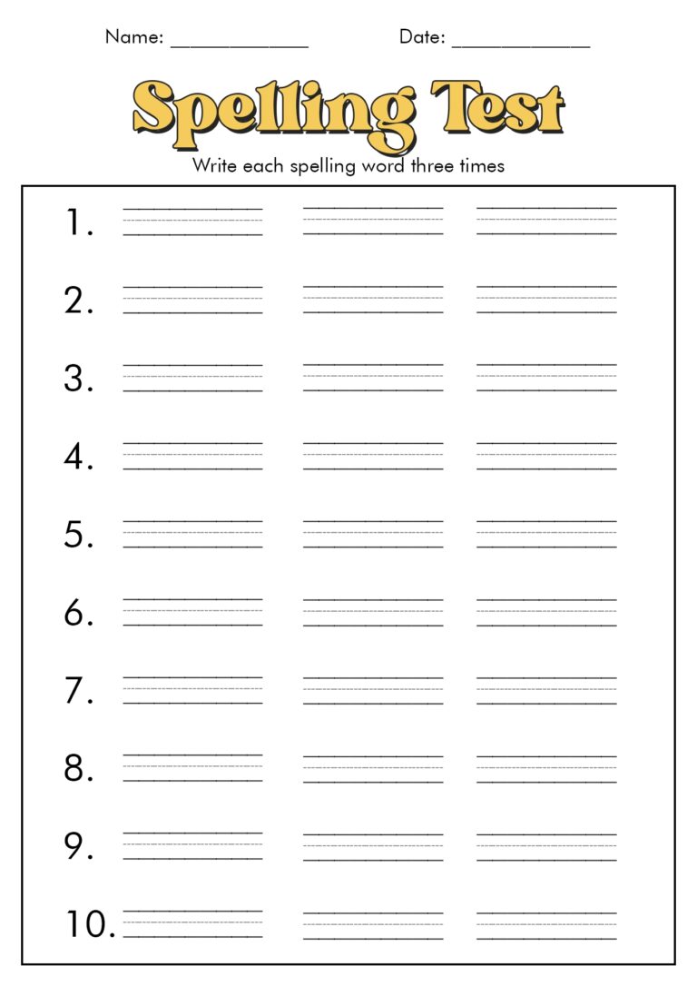 12 Free Printable Spelling Test Worksheets Free PDF At Worksheeto