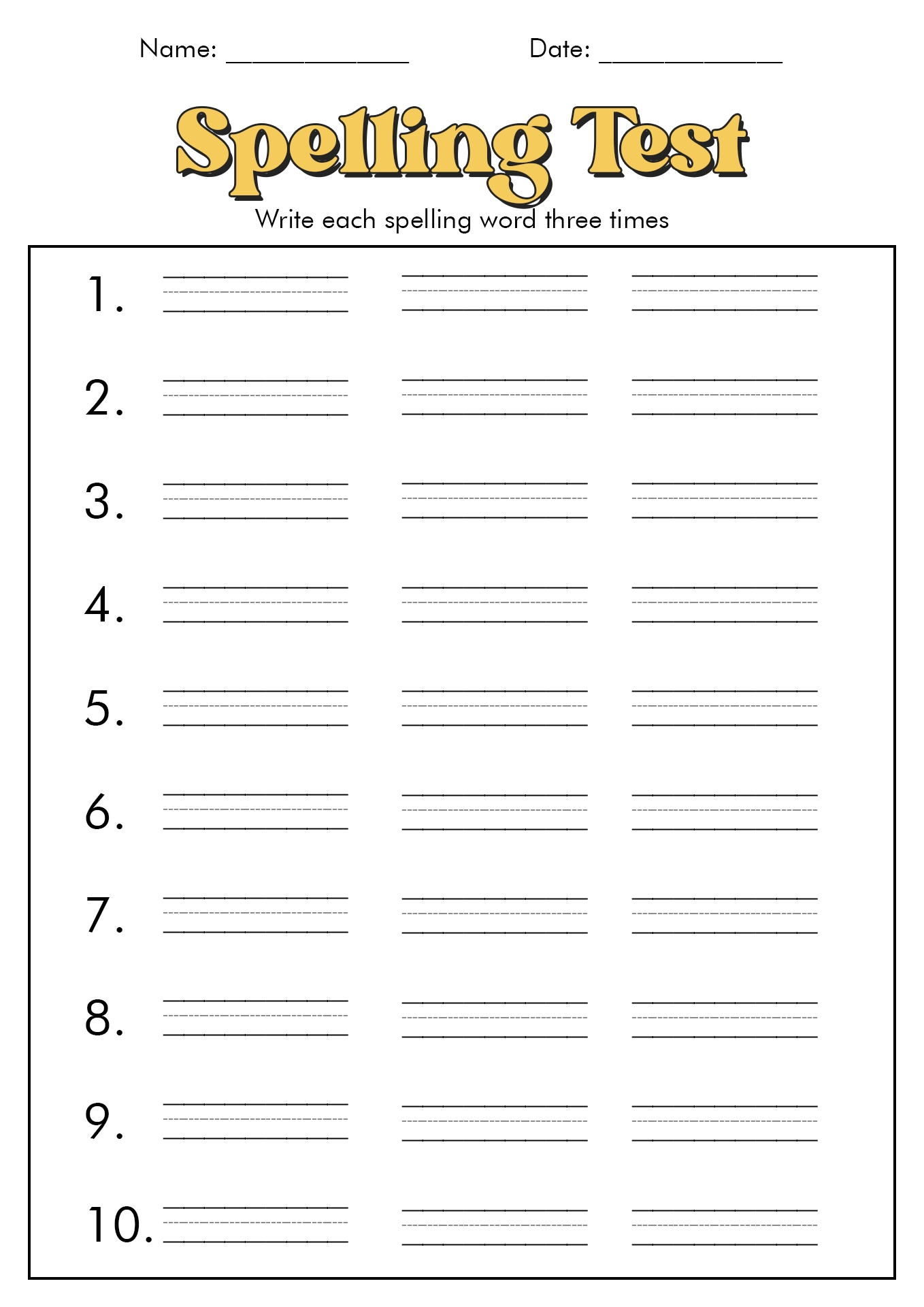 12 Free Printable Spelling Test Worksheets Free PDF At Worksheeto