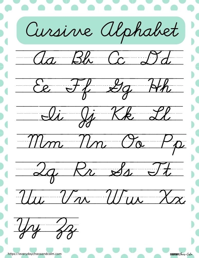 13 Free Printable Cursive Alphabet Charts For Kids