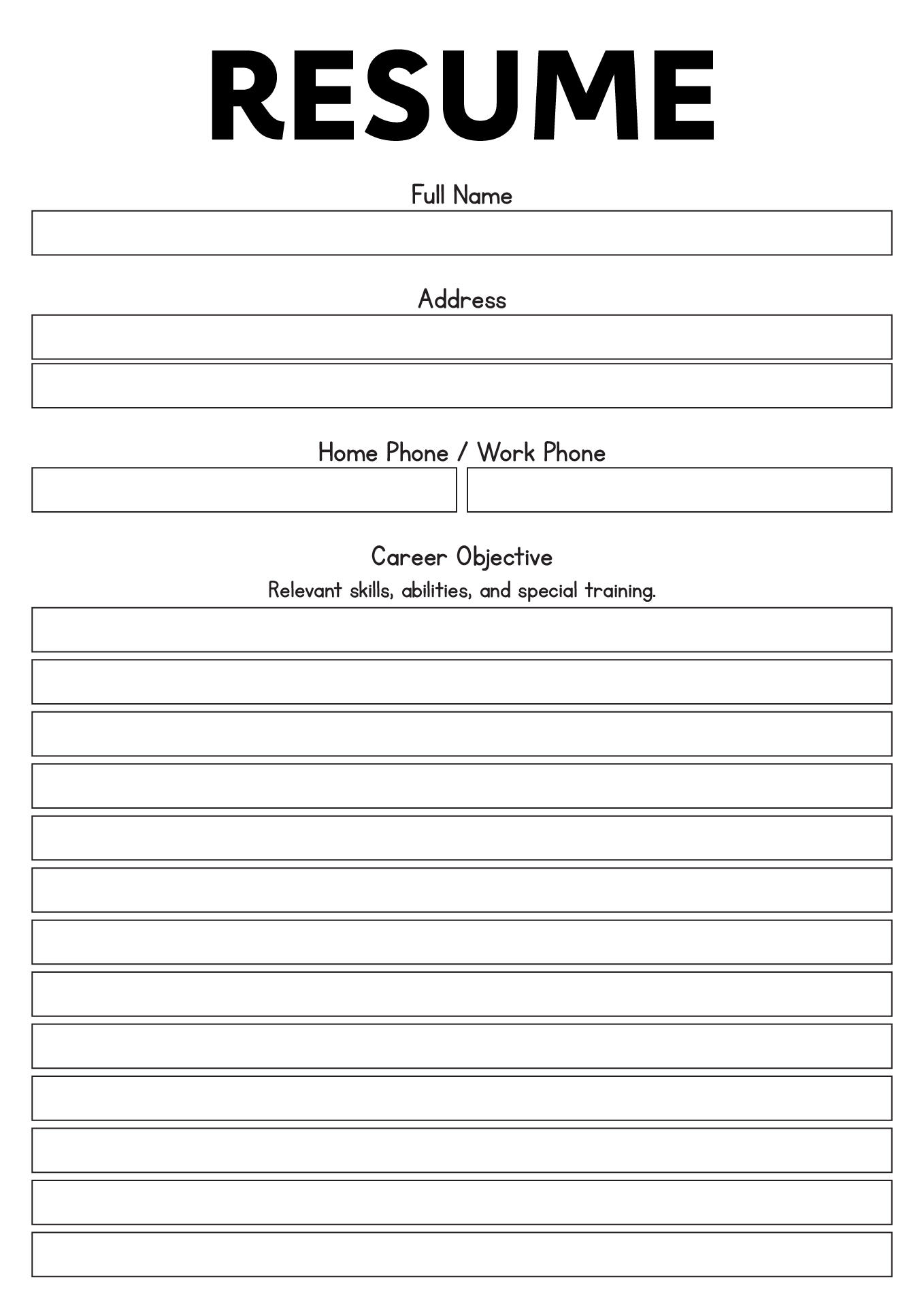 15 Blank Resume Template Worksheet Free PDF At Worksheeto