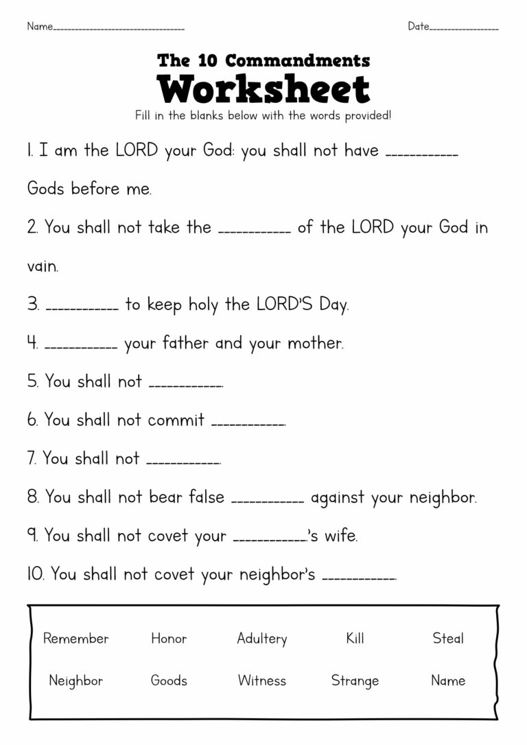 15 Free Printable 10 Commandments Worksheets Free PDF At Worksheeto