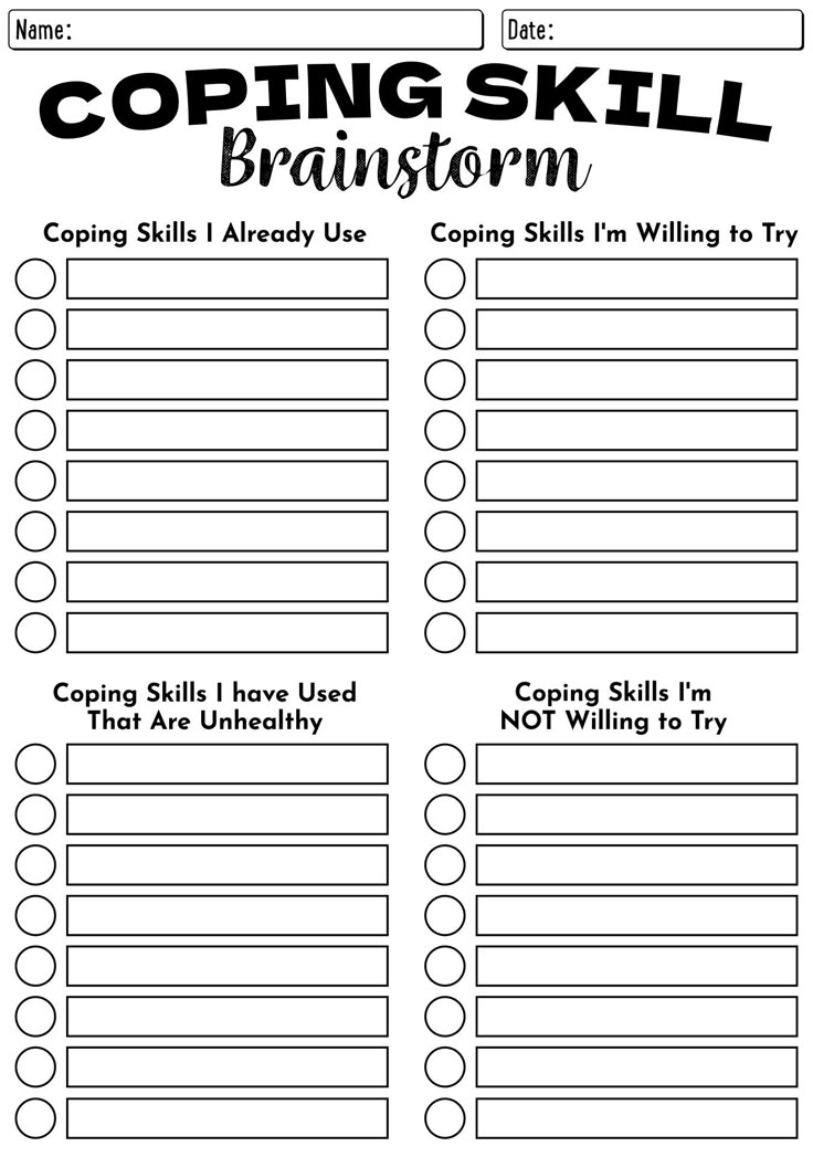16 Free Printable Coping Skills Worksheets For Adults Coping Skills 