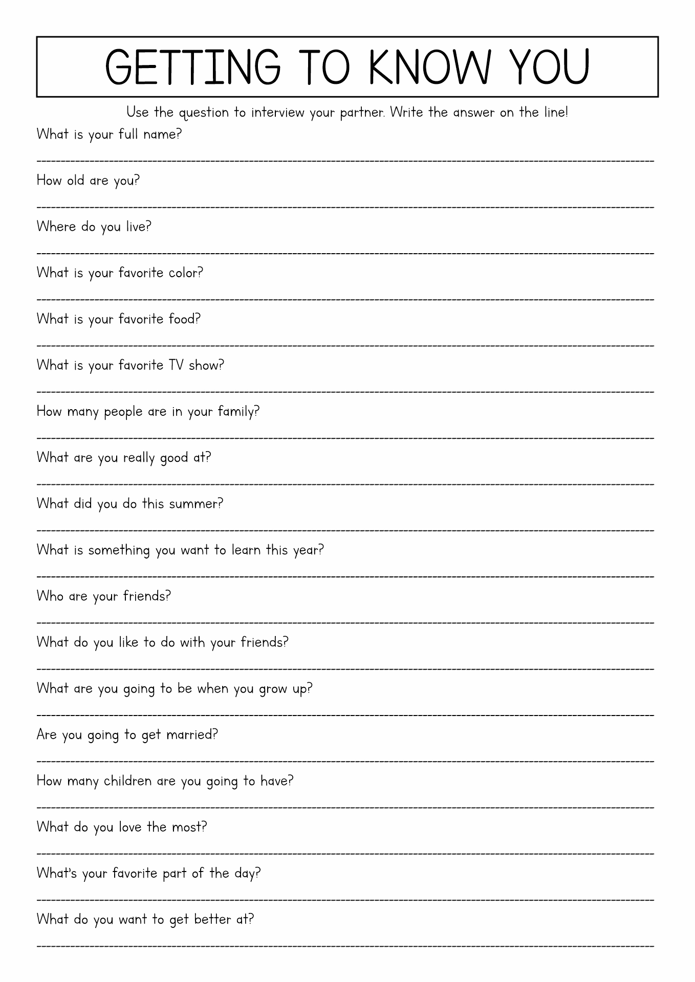 20 Free Printable Getting To Know You Worksheets Work Vrogue co