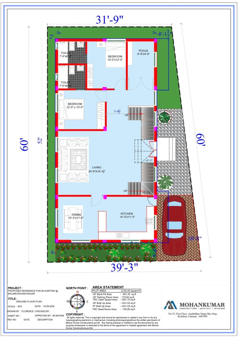2200 Sq Ft House Plan Design Mohankumar Construction Best 