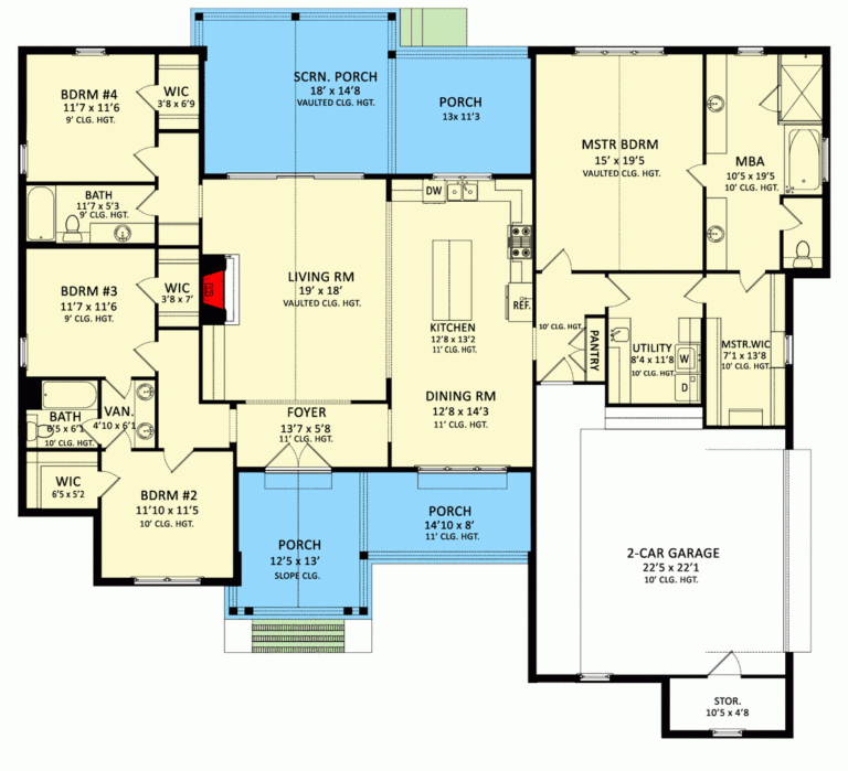 2400 Square Foot 4 Bed Modern Craftsman House Plan 510230WDY 