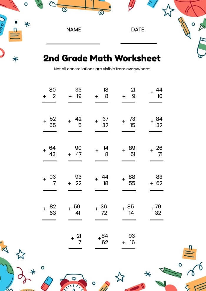 2nd Grade Math Worksheets Free Printable Worksheets For Second Grade 