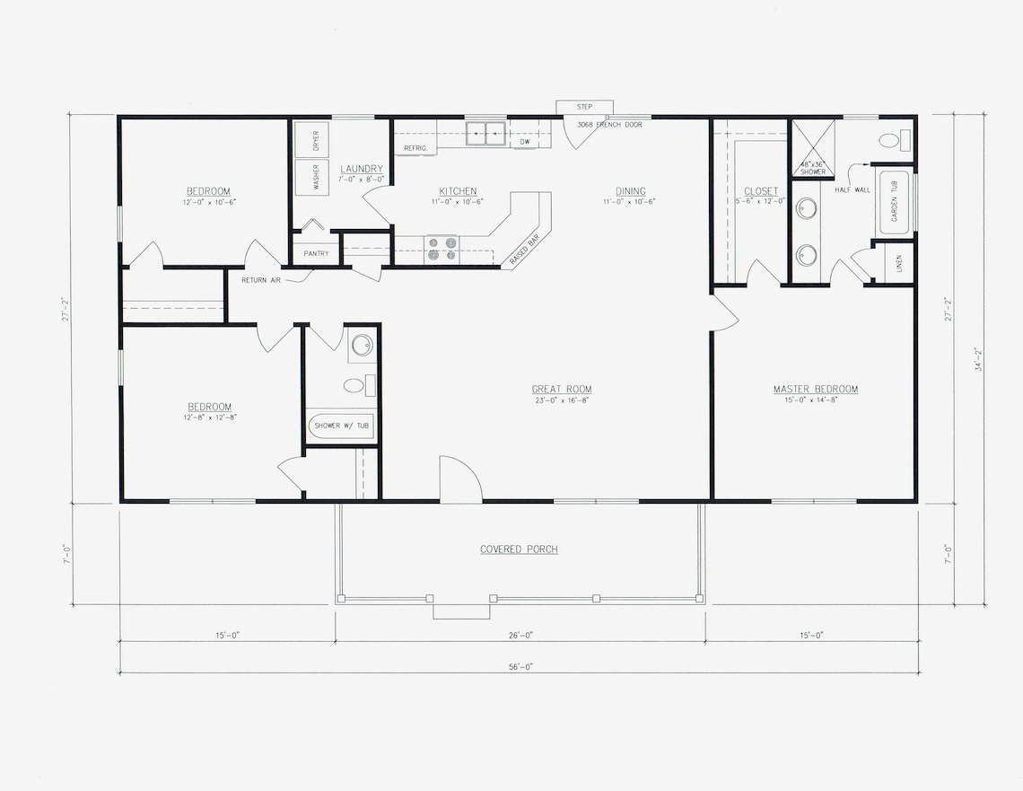 3 Bedroom 2 Bath House Plan Floor Plan Great Layout 1500 Sq Ft The