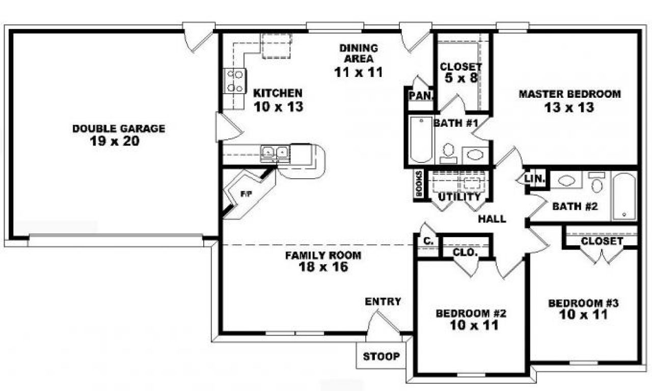 3 Bedroom One Story House Plans Story Bedroom 3 Floor Plans Ranch 