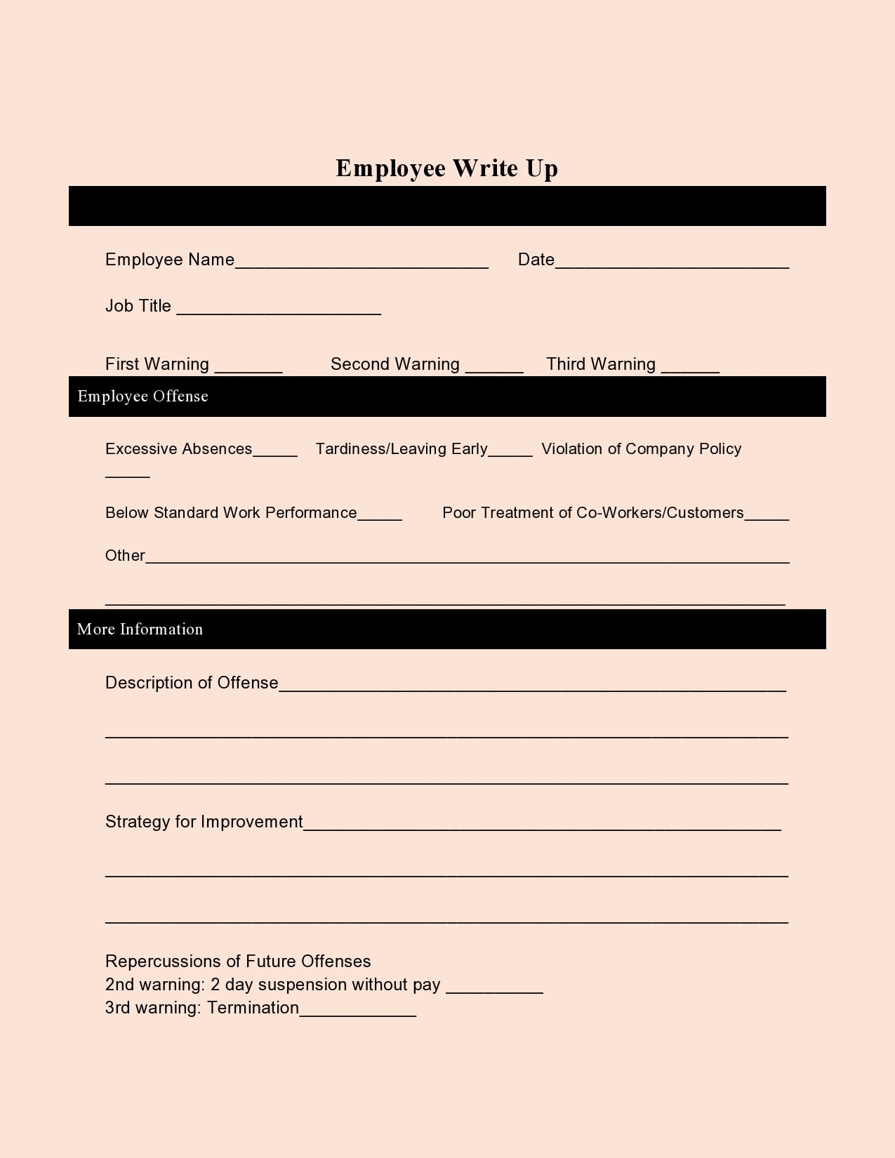 30 Effective Employee Write Up Forms Free Download 