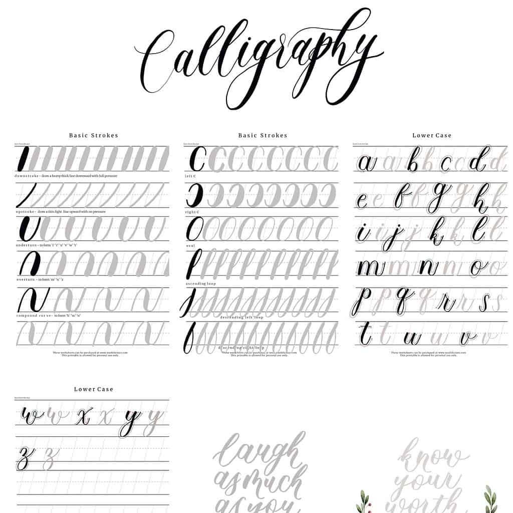 31 Free Printable Lettering And Calligraphy Worksheets Masha Plans 