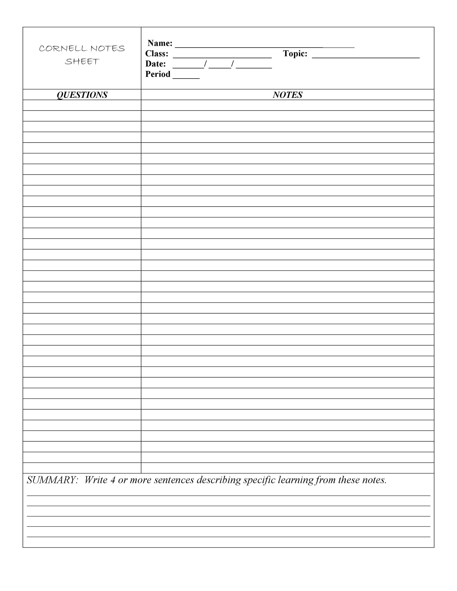 36 Cornell Notes Templates Examples Word PDF Template Lab