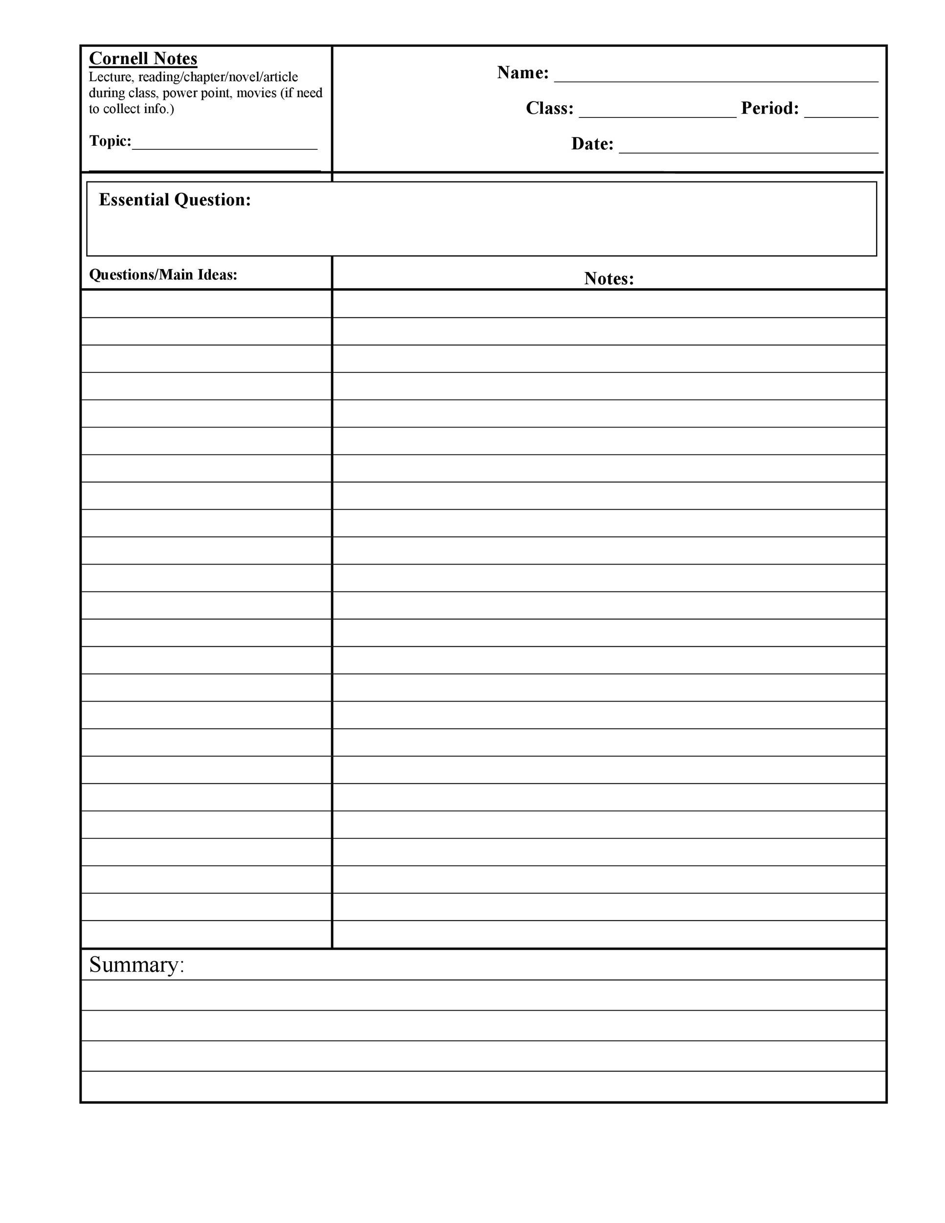 36 Cornell Notes Templates Examples Word PDF Template Lab
