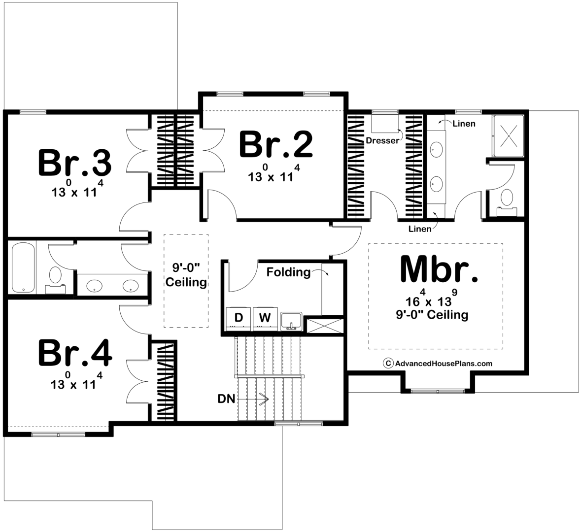 4 Bedroom 2 Story Traditional Style House Plan Maryville