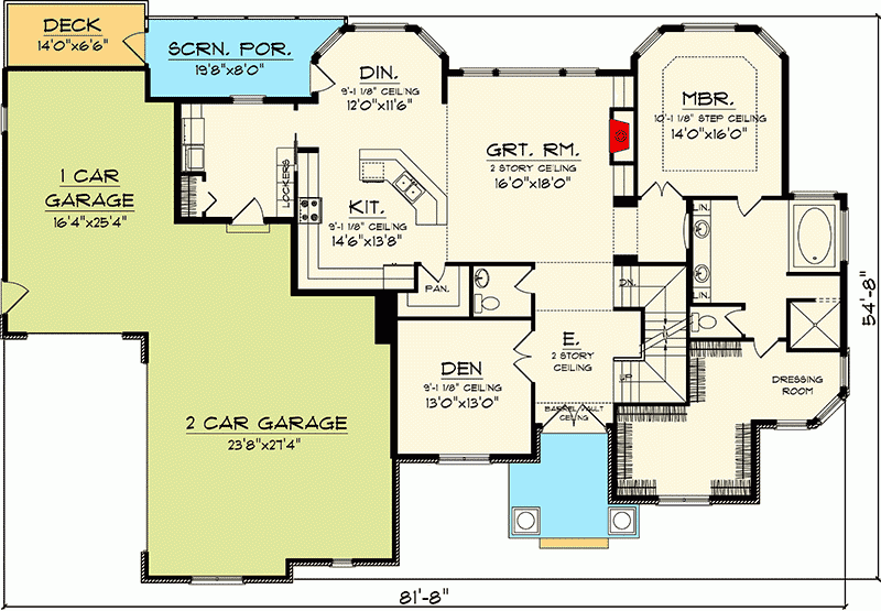 4 Bedroom House Plan With 2 Story Great Room 89831AH Architectural 