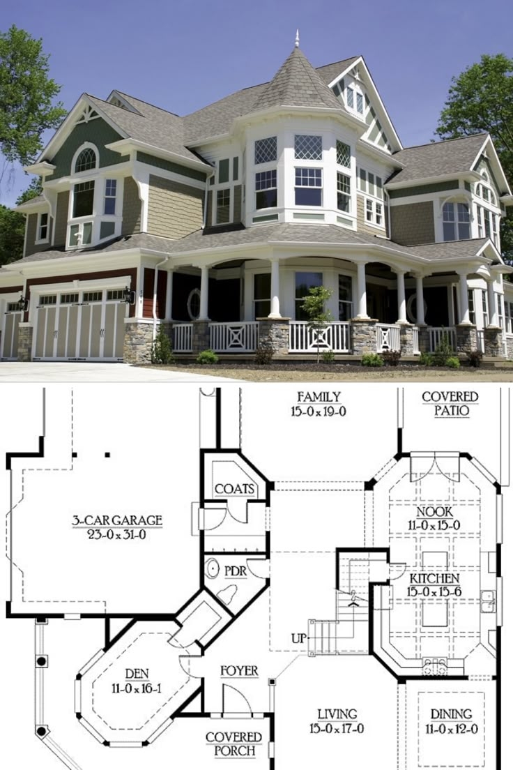 4 Bedroom Two Story Luxurious Victorian Home Floor Plan Victorian 