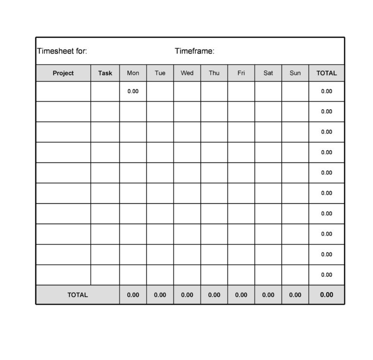 40 Free Timesheet Time Card Templates Template Lab