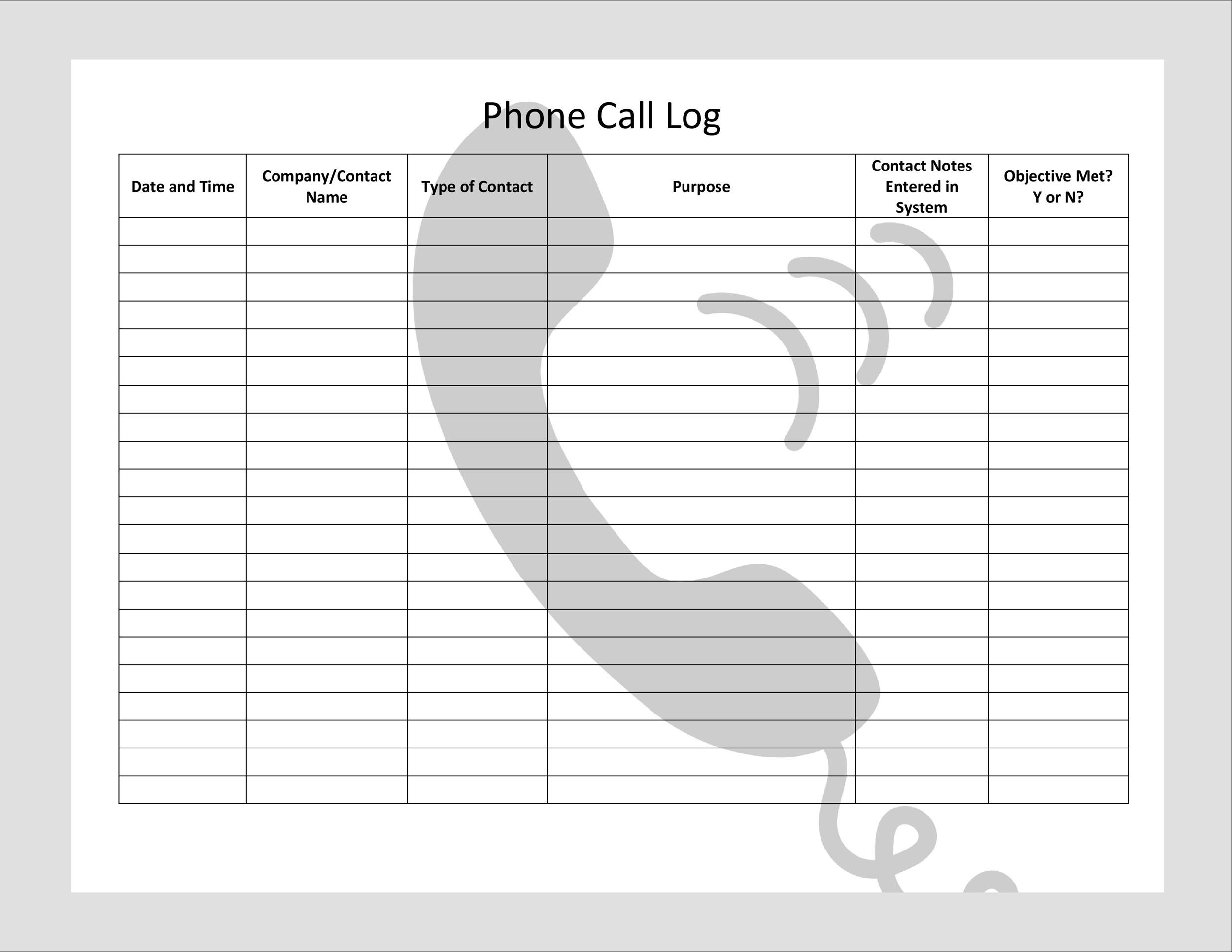 40 Printable Call Log Templates Word Excel PDF TemplateLab 40 Printable Call Log Templates Word Excel PDF TemplateLab