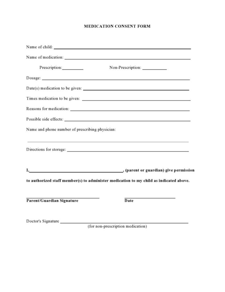 43 Printable Medical Consent Forms For Minor Free 