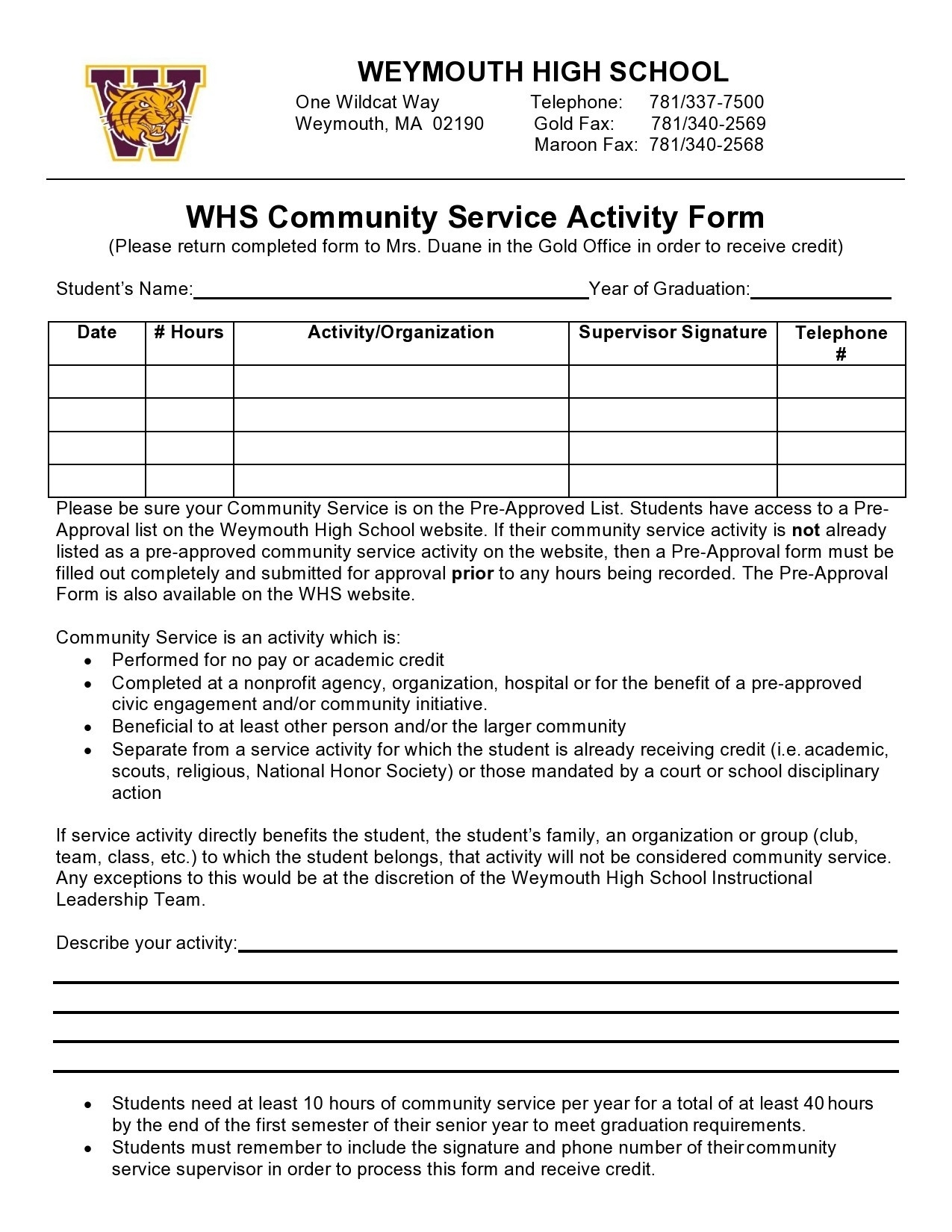 44 Printable Community Service Forms MS Word TemplateLab