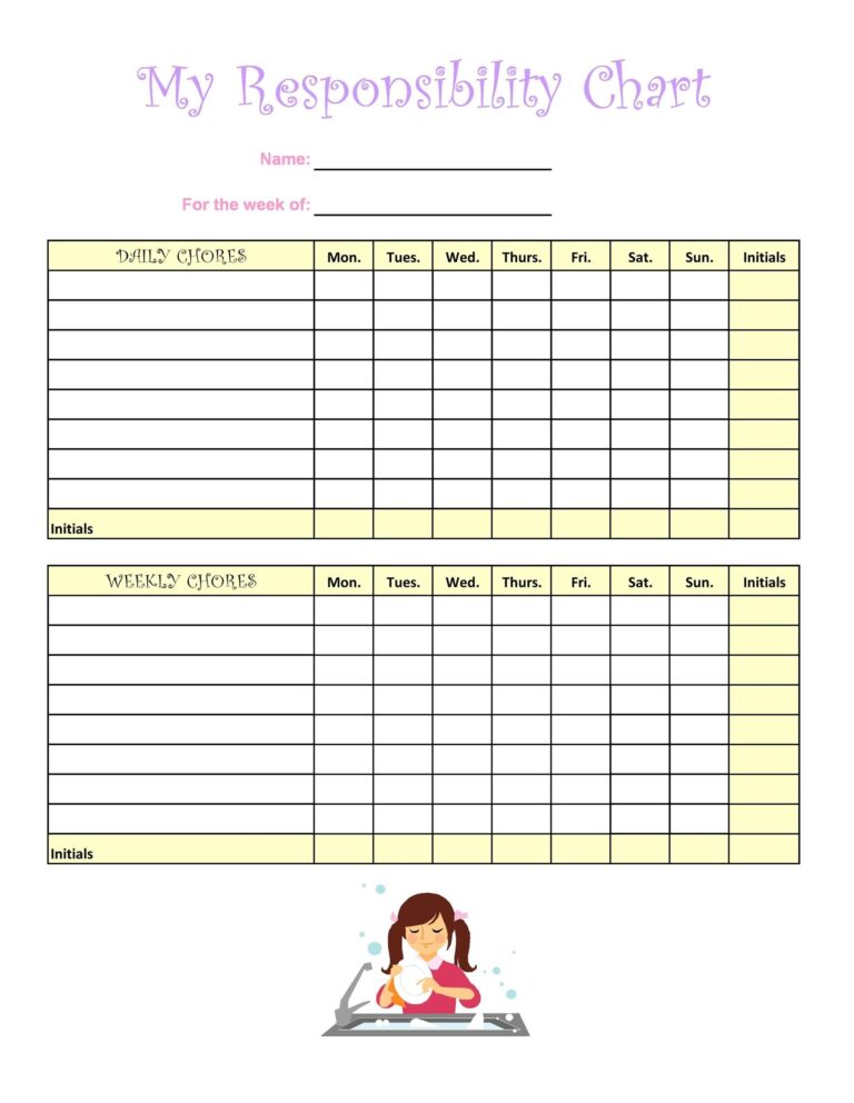 46 FREE Chore Chart Templates For Kids TemplateLab