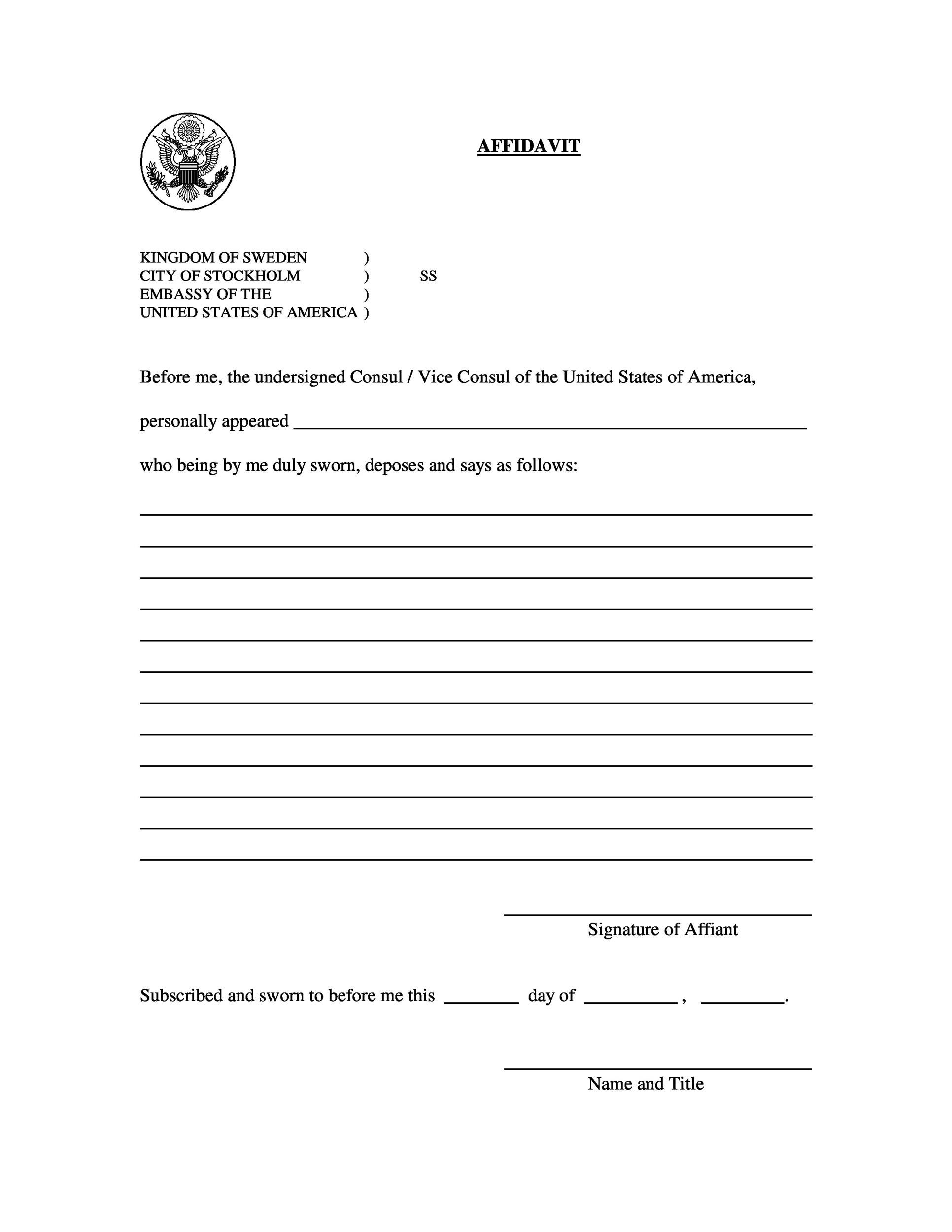 48 Sample Affidavit Forms Templates Affidavit Of Support Form 
