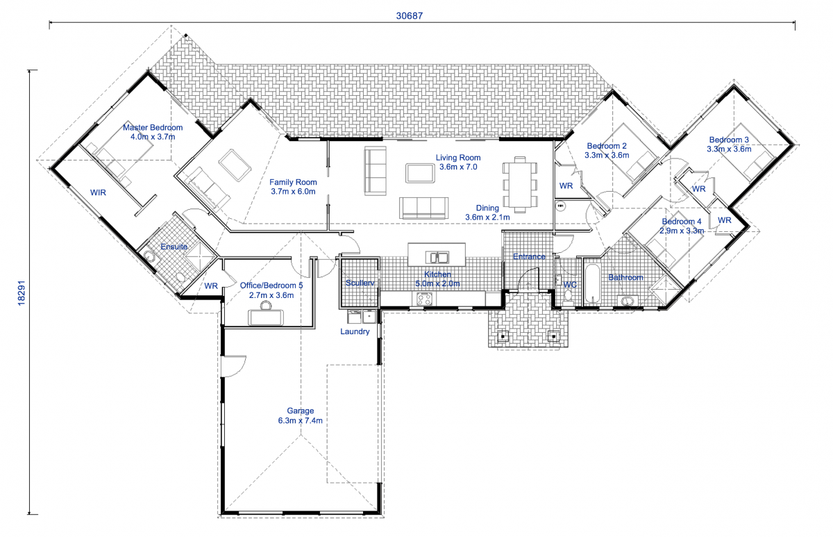 5 Bedroom Modern House Plans Single Story Printable Templates Free