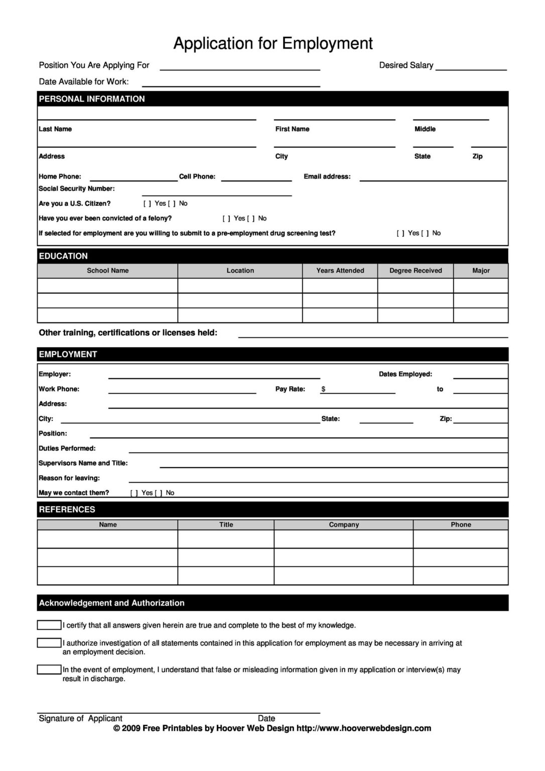 Job Placement Process Printable Employment Application Template: Streamline Your Hiring ...