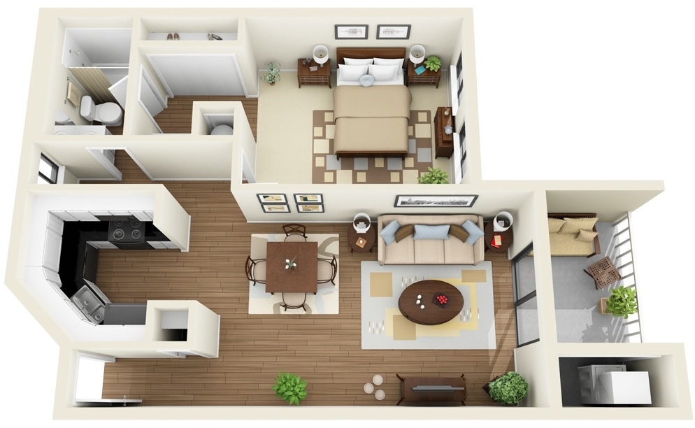 50 One 1 Bedroom Apartment House Plans Architecture Design
