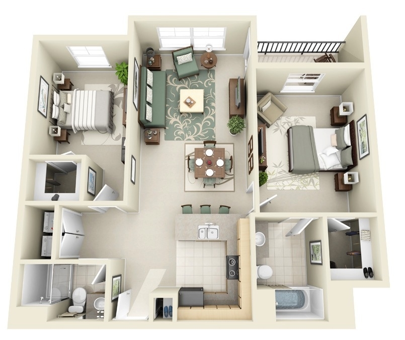 50 Two quot 2 quot Bedroom Apartment House Plans Architecture Design