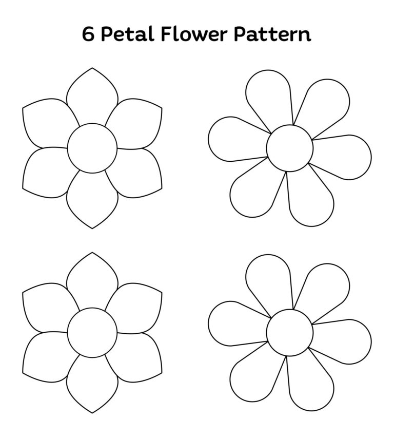 6 Petals Flowers Templates 10 Free PDF Printables Printablee