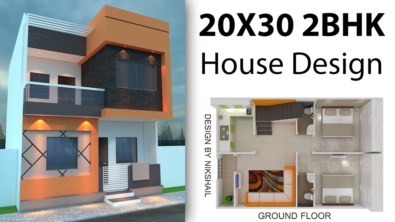 600 Sqft House Plan With 3d Elevation 20X30 House Design 2bkh House