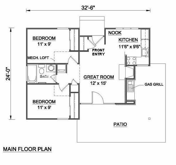 700 Square Feet 2 Bedrooms 1 Batrooms On 1 Levels Floor Plan Number 